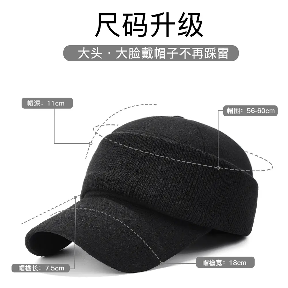 Winter Wool Beanie Cap for Men Women Elderly Warm Ear Protection - Image 4