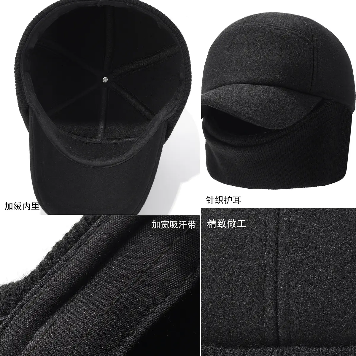 Winter Wool Beanie Cap for Men Women Elderly Warm Ear Protection - Image 6