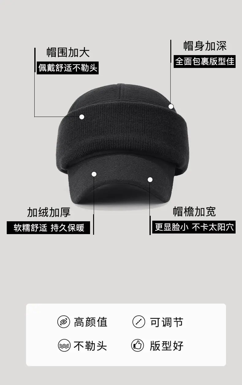 Winter Wool Beanie Cap for Men Women Elderly Warm Ear Protection — feature 3