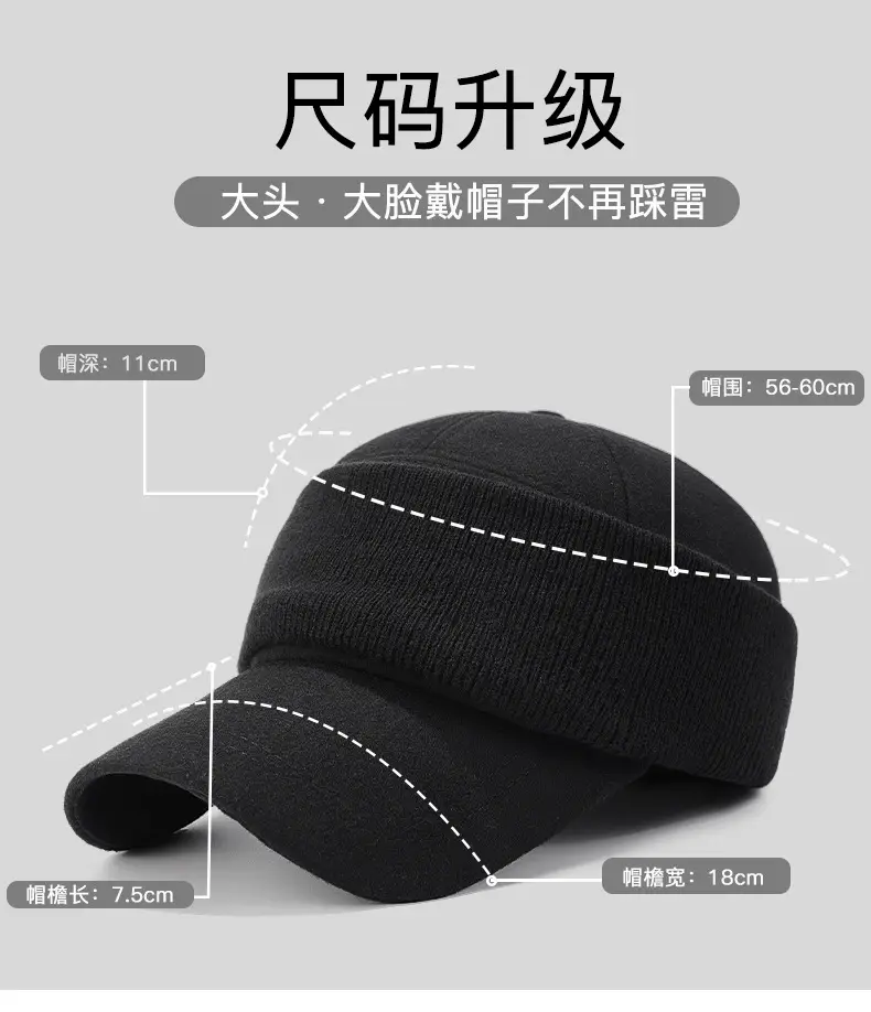 Winter Wool Beanie Cap for Men Women Elderly Warm Ear Protection — feature 5