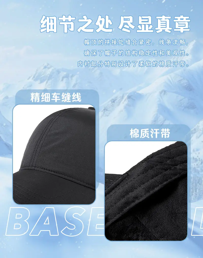 Men Fleece Baseball Cap Grey Waterproof Cold Proof — feature 10