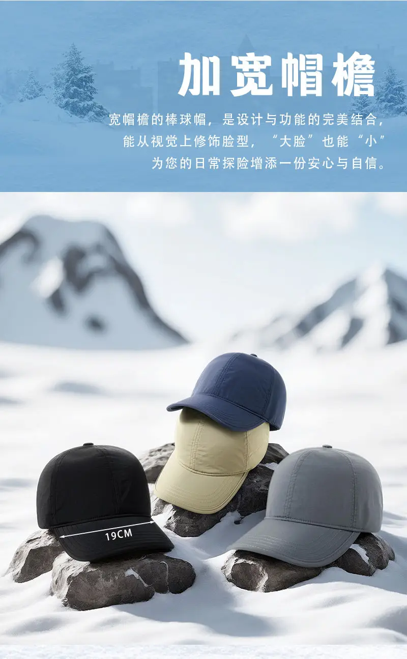 Men Fleece Baseball Cap Grey Waterproof Cold Proof — feature 12