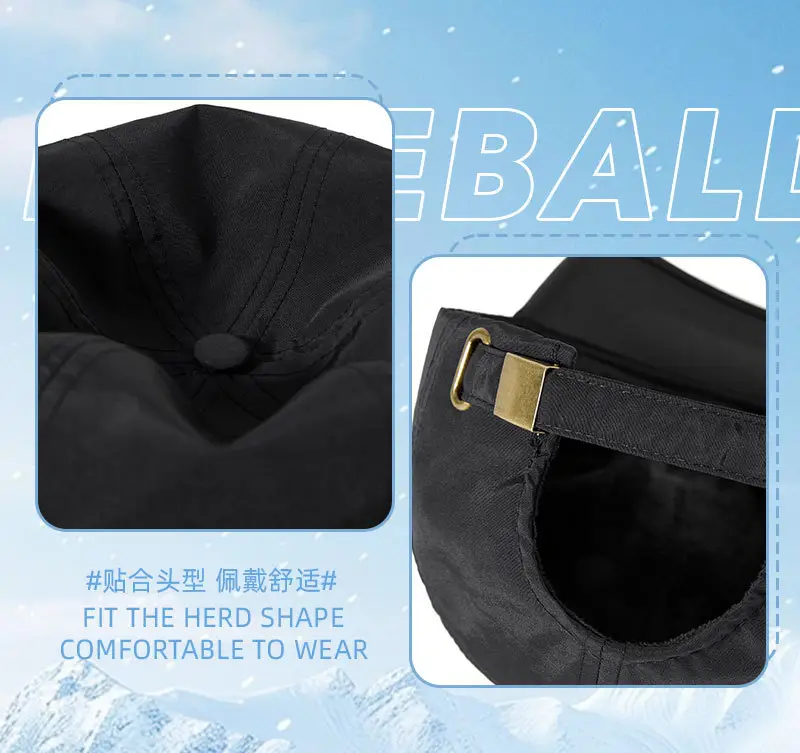 Men Fleece Baseball Cap Grey Waterproof Cold Proof — feature 15