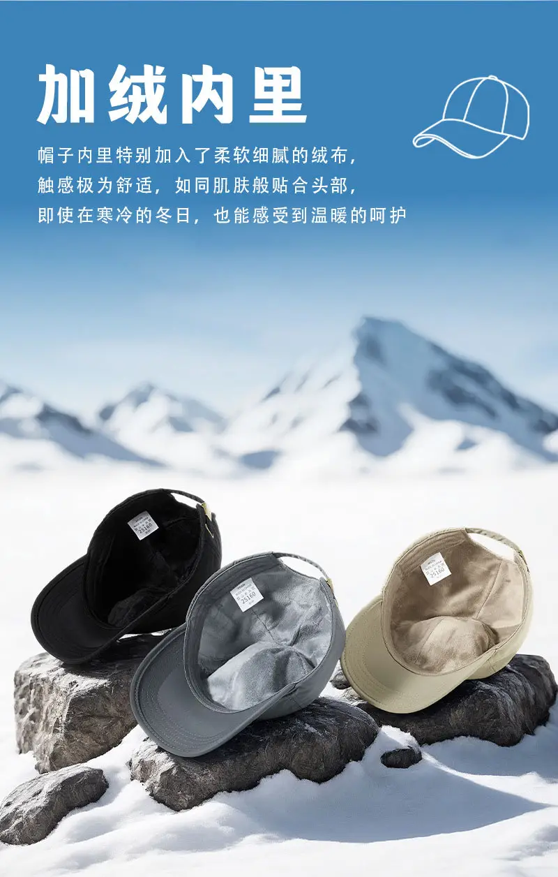 Men Fleece Baseball Cap Grey Waterproof Cold Proof — feature 9