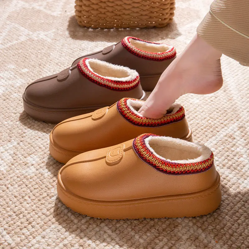 Covered Heel Cotton Slippers for Women, Winter 2025 New Style, Indoor and Home Fleece-Lined, Warm Thick-Soled Non-Slip Cotton Shoes for Men, Outer Wear - Image 6