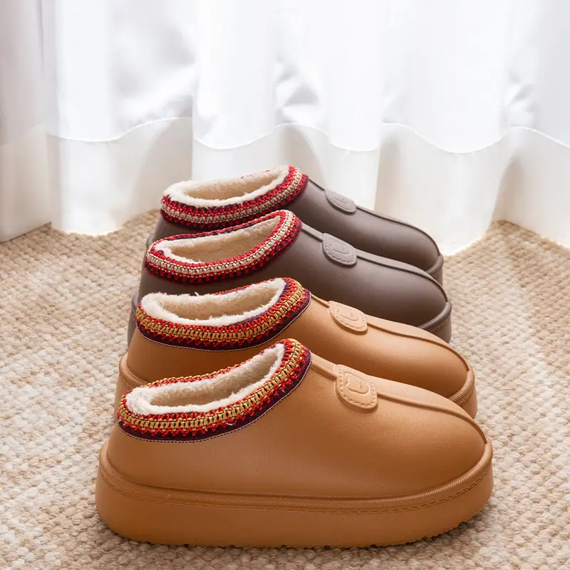 Covered Heel Cotton Slippers for Women, Winter 2025 New Style, Indoor and Home Fleece-Lined, Warm Thick-Soled Non-Slip Cotton Shoes for Men, Outer Wear - Image 7