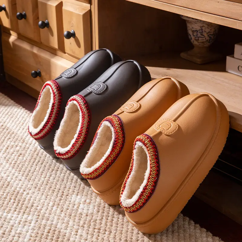 Covered Heel Cotton Slippers for Women, Winter 2025 New Style, Indoor and Home Fleece-Lined, Warm Thick-Soled Non-Slip Cotton Shoes for Men, Outer Wear - Image 9