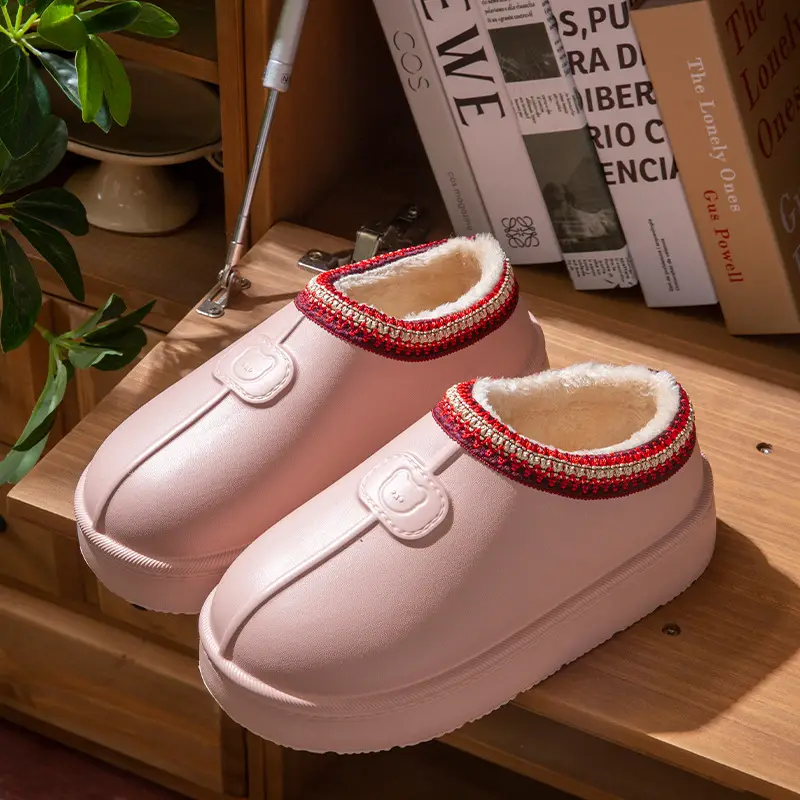 Covered Heel Cotton Slippers for Women, Winter 2025 New Style, Indoor and Home Fleece-Lined, Warm Thick-Soled Non-Slip Cotton Shoes for Men, Outer Wear - Image 4