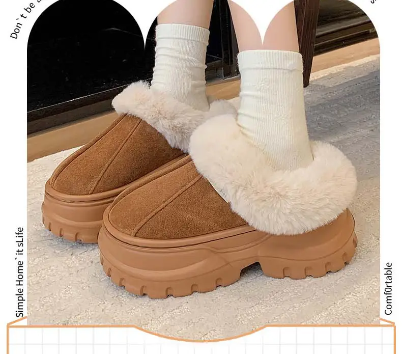 Winter Cotton Slippers New Home Household Wool Slippers Women's Non-Slip Cotton Slippers Plush Cotton Shoes Home Slippers Plush Shoes — feature 3