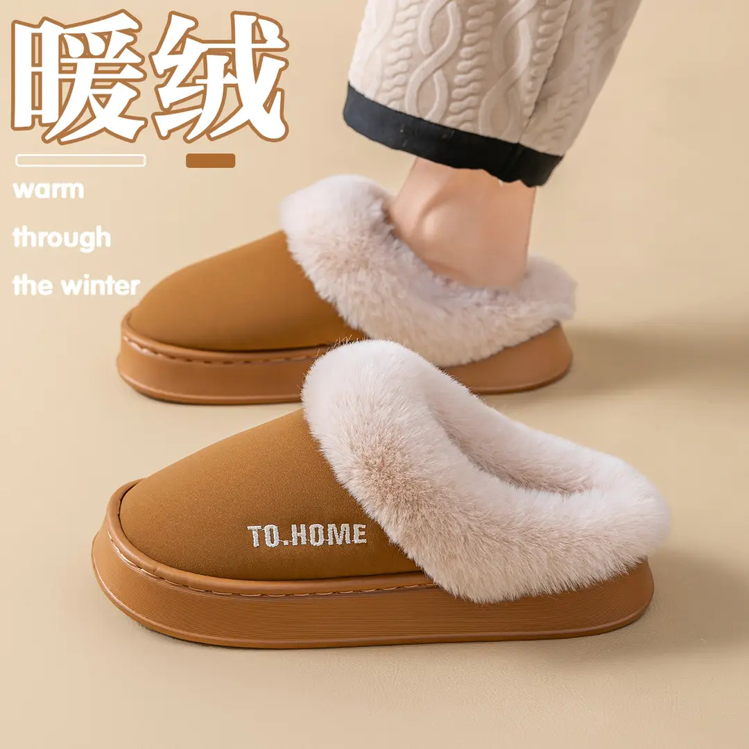 Birkenstock Slippers for Women Autumn and Winter 2025 New Home Indoor Non-Slip Thick Sole Warm Toe-Toe Fur Slippers for Men - Image 10