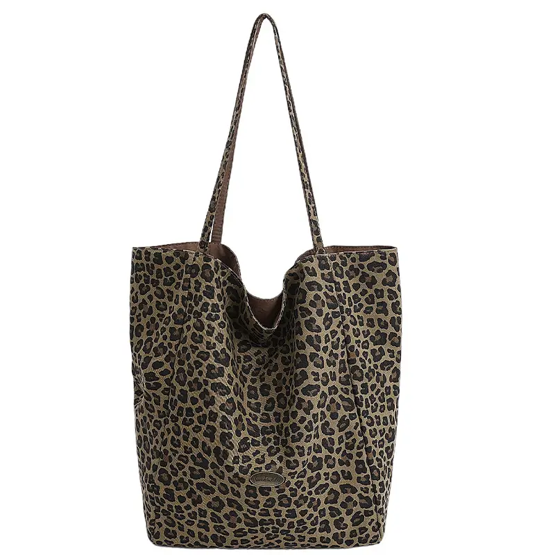 Leopard Print Large Cap Bag Women Korean Style - Image 3