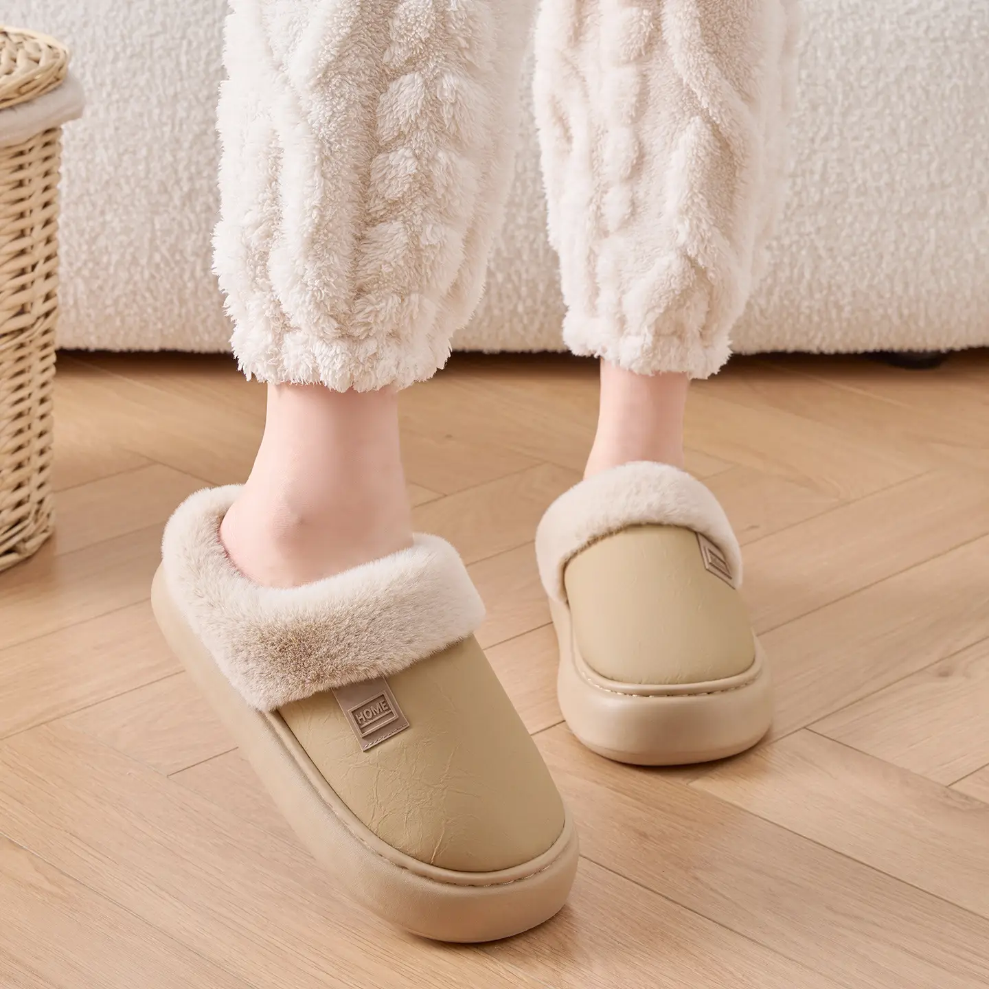 Winter Warm Wool Slippers for Men Women Anti-Slip Thick Soled - Image 5