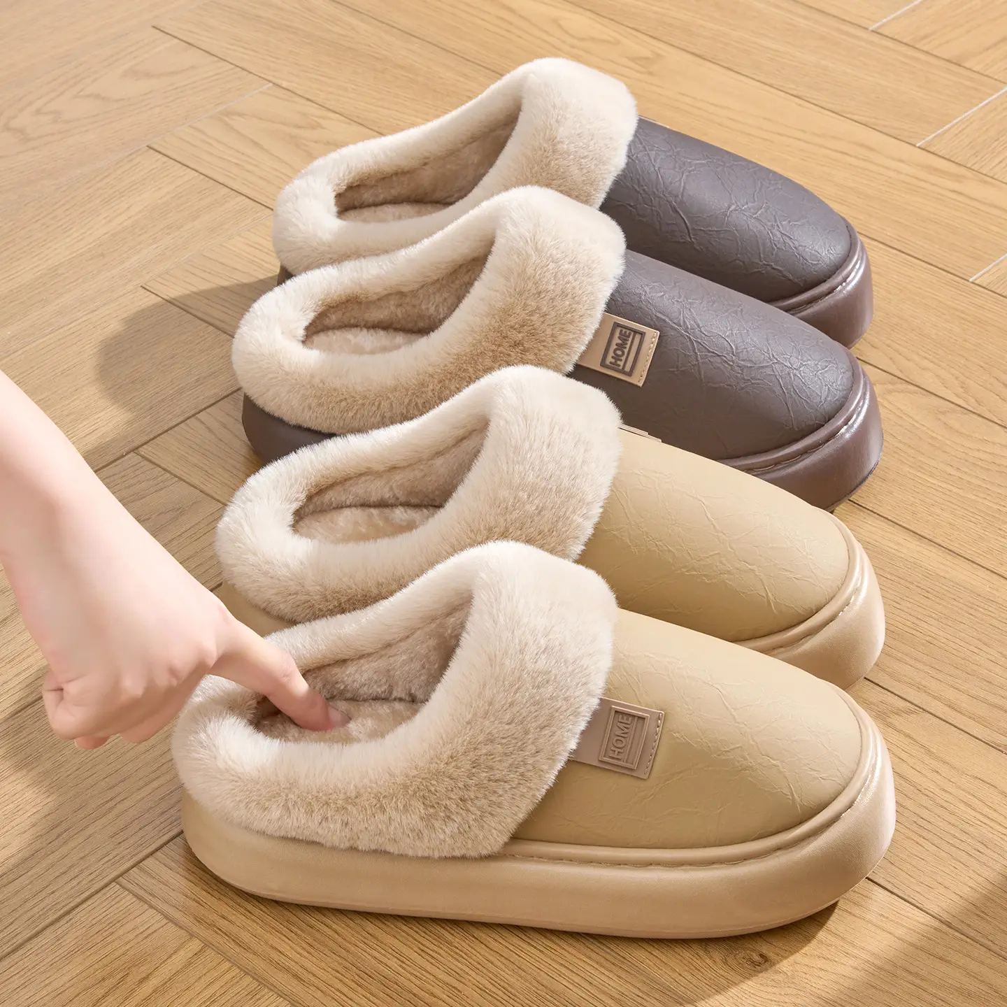 Winter Warm Wool Slippers for Men Women Anti-Slip Thick Soled - Image 7