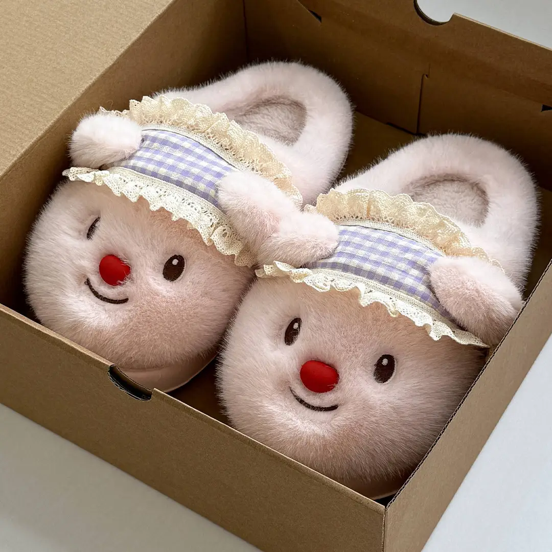 Cute Bear Plush Warm Thick-Soled Cotton Slippers for Women, Autumn and Winter Home Wear, Suitable for Students and Outdoor Use - Image 3