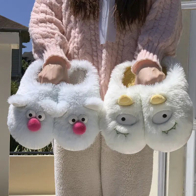 Funny Cotton Slippers Winter 2025 New Internet Celebrity Cute Panda Fleece-Lined Thickeneded Bottom Non-Slip Warm Fur Wholesale