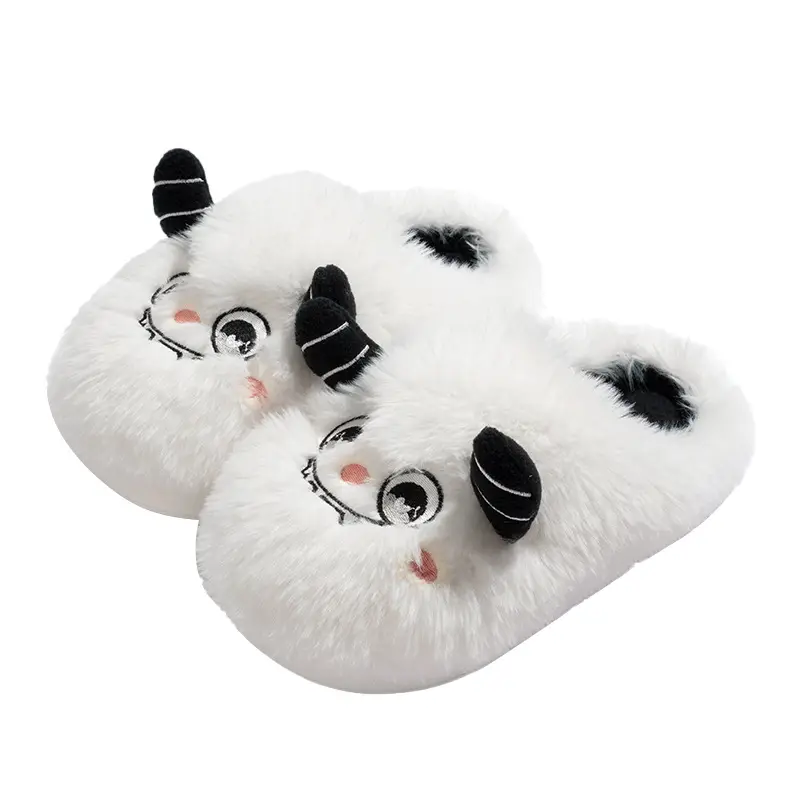Funny Cotton Slippers Winter 2025 New Internet Celebrity Cute Panda Fleece-Lined Thickeneded Bottom Non-Slip Warm Fur Wholesale