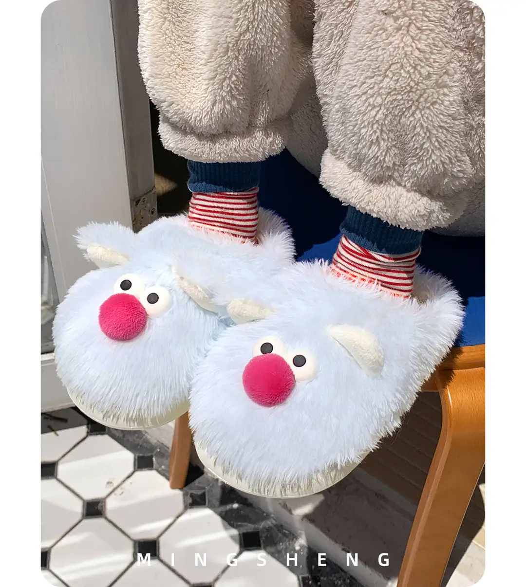 Funny Cotton Slippers Winter 2025 New Internet Celebrity Cute Panda Fleece-Lined Thickeneded Bottom Non-Slip Warm Fur Wholesale — feature 5