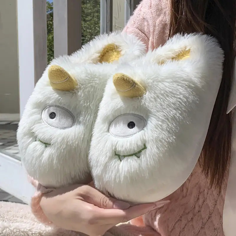 Funny Cotton Slippers Winter 2025 New Internet Celebrity Cute Panda Fleece-Lined Thickeneded Bottom Non-Slip Warm Fur Wholesale