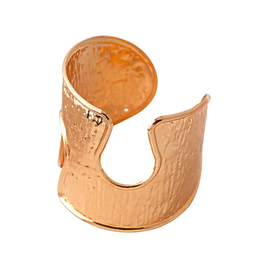 European and American Heavy Metal Pleated Hollow Round Open Bracelet Arm Ring Niche High-End Cross-Border Personalized Hand Jewelry