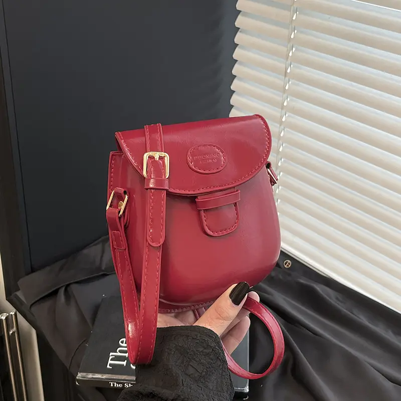 Black Leather Shoulder Bag with Strawberry Tag for Women - Image 8