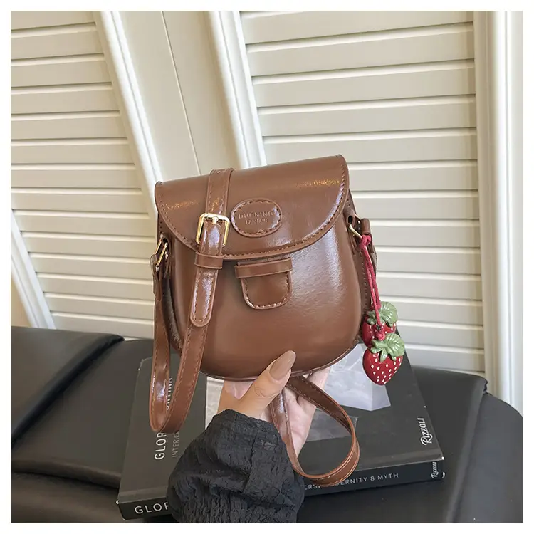 Black Leather Shoulder Bag with Strawberry Tag for Women — feature 18
