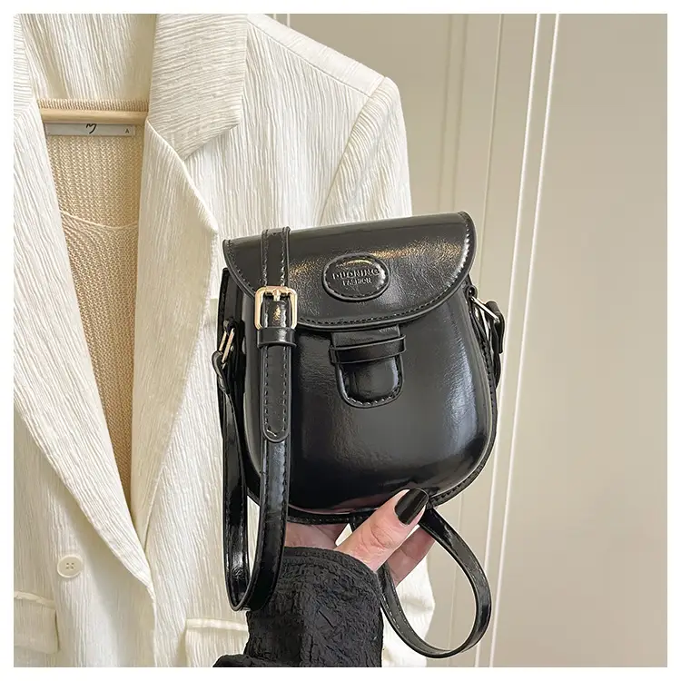 Black Leather Shoulder Bag with Strawberry Tag for Women — feature 22