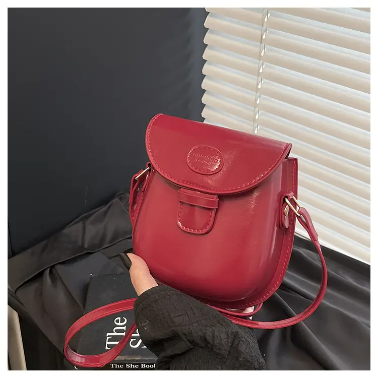 Black Leather Shoulder Bag with Strawberry Tag for Women - Image 2