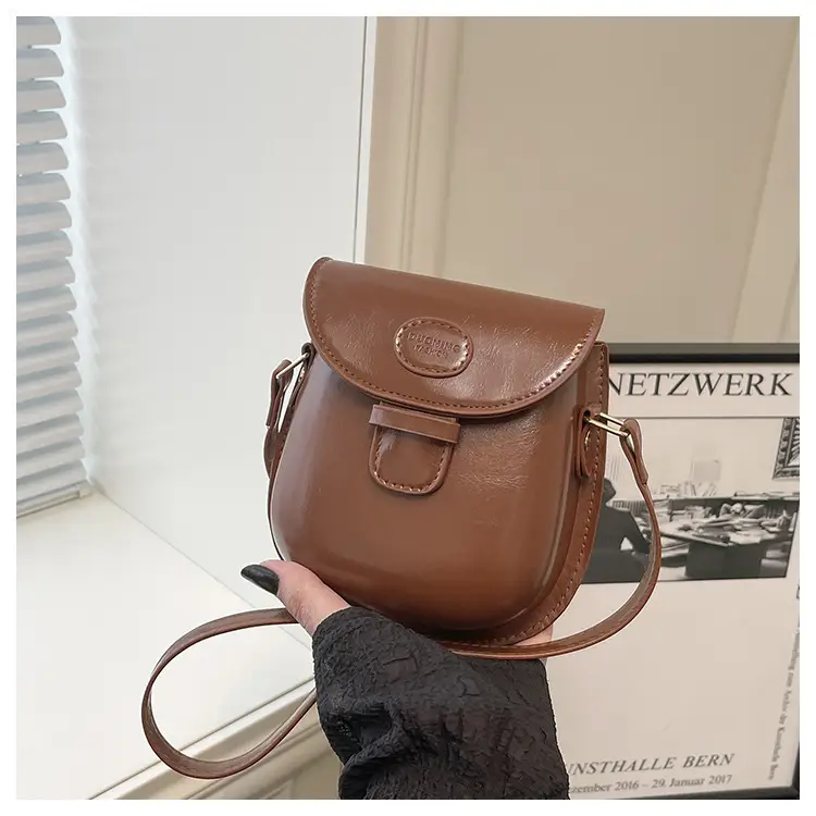 Black Leather Shoulder Bag with Strawberry Tag for Women - Image 3