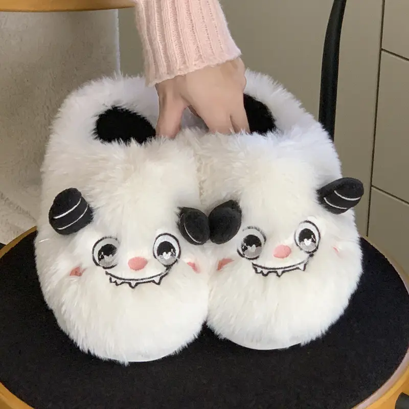 New Creative Funny and Cute Cartoon Furry Slippers for Women Winter Indoor Home Fleece-Lined Warm Anti-Slip Cotton Slippers - Image 8