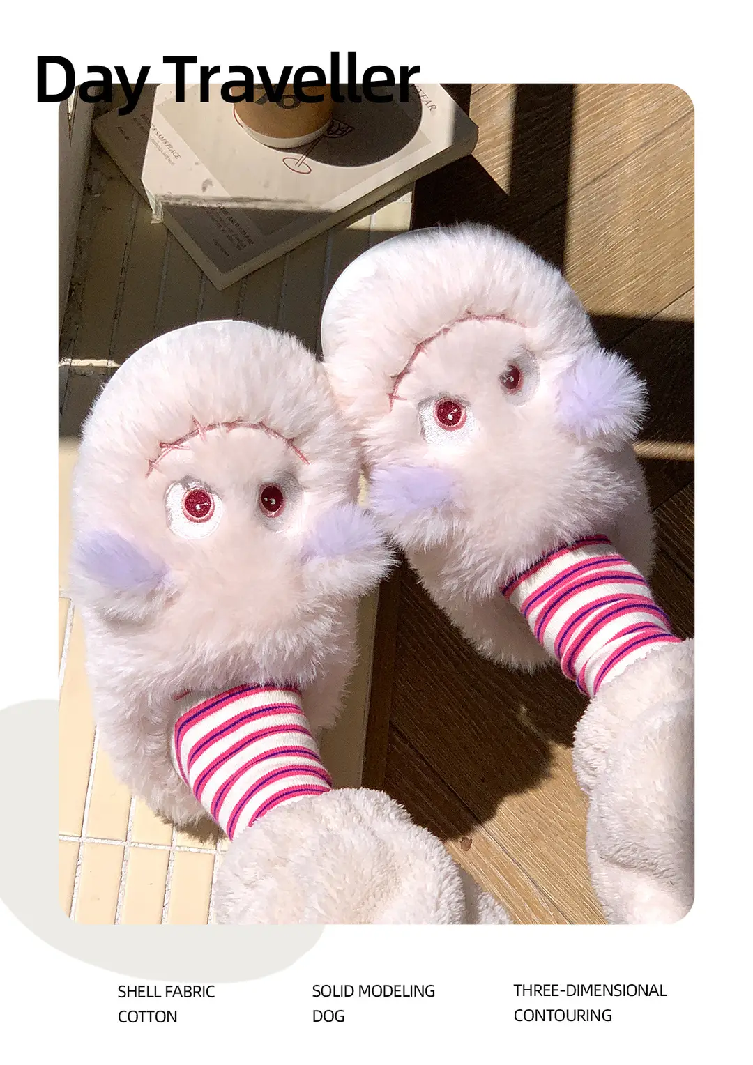 New Creative Funny and Cute Cartoon Furry Slippers for Women Winter Indoor Home Fleece-Lined Warm Anti-Slip Cotton Slippers — feature 4