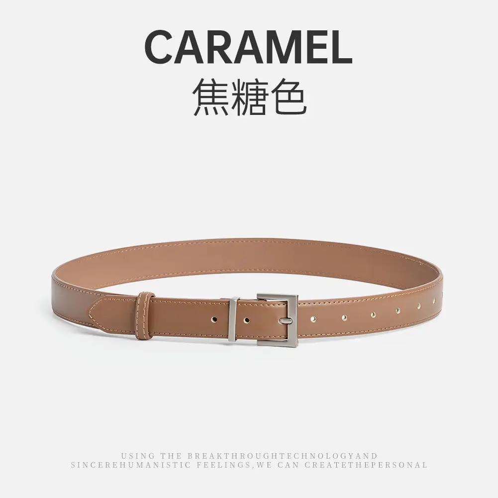 Women's Genuine Leather Waist Belt Brown Buckle - Image 2