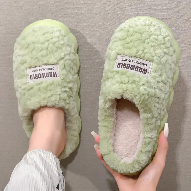 Warm Cotton Slippers for Women Winter Indoor Home Household Fur Slippers Plush Thick-Soled Men's Winter Fur Slippers for Men - Image 8
