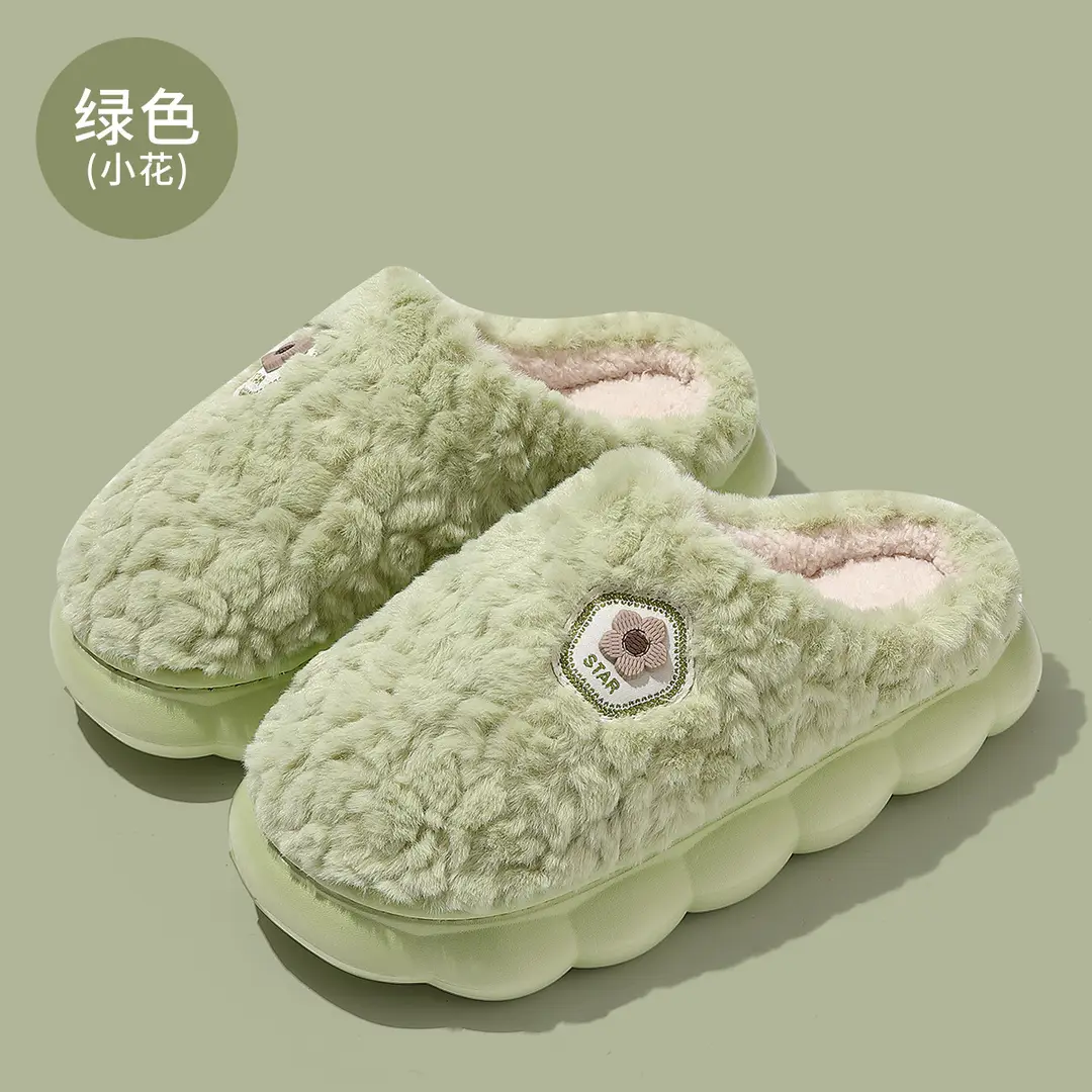 Warm Cotton Slippers for Women Winter Indoor Home Household Fur Slippers Plush Thick-Soled Men's Winter Fur Slippers for Men - Image 4