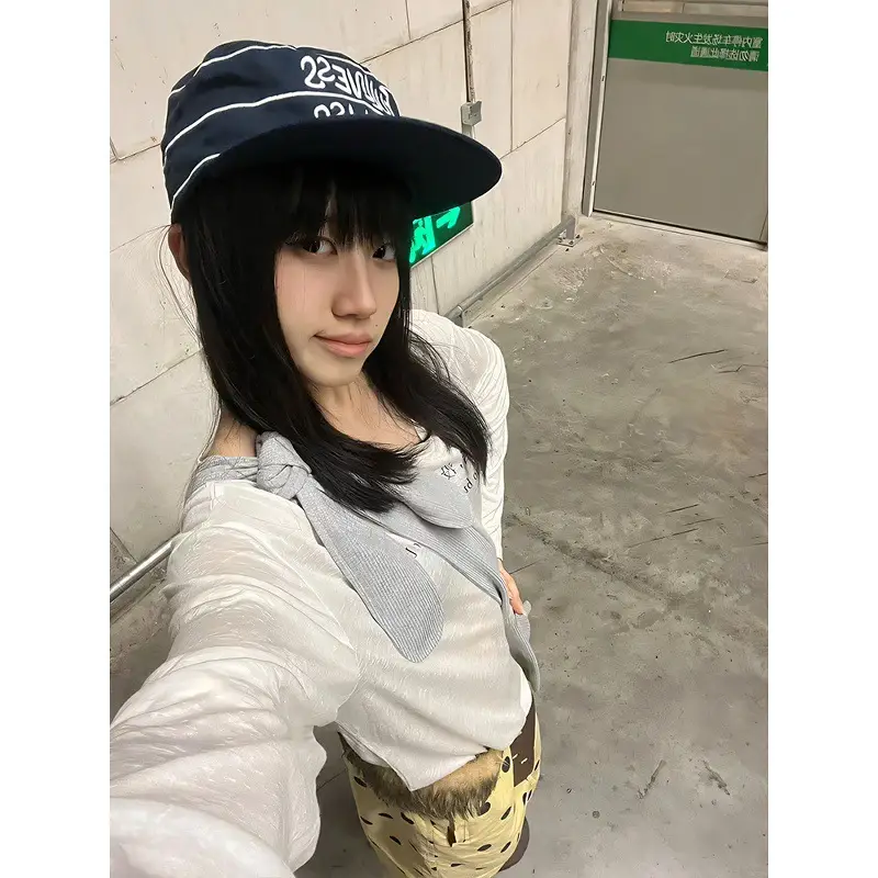 Vintage British Style Women Cap Navy Blue Striped Sailor Cap - Image 5