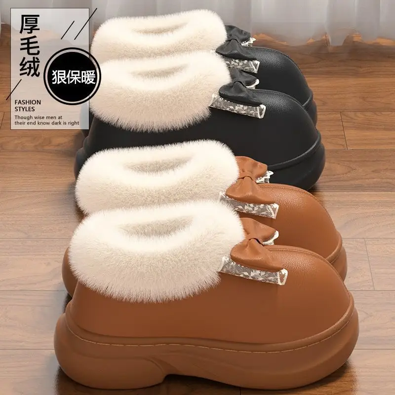Cotton Slippers Women's Autumn and Winter Indoor Home 2025 New Thick-Soled Plush Slippers Winter Women's Cotton Shoes Wholesale - Image 4