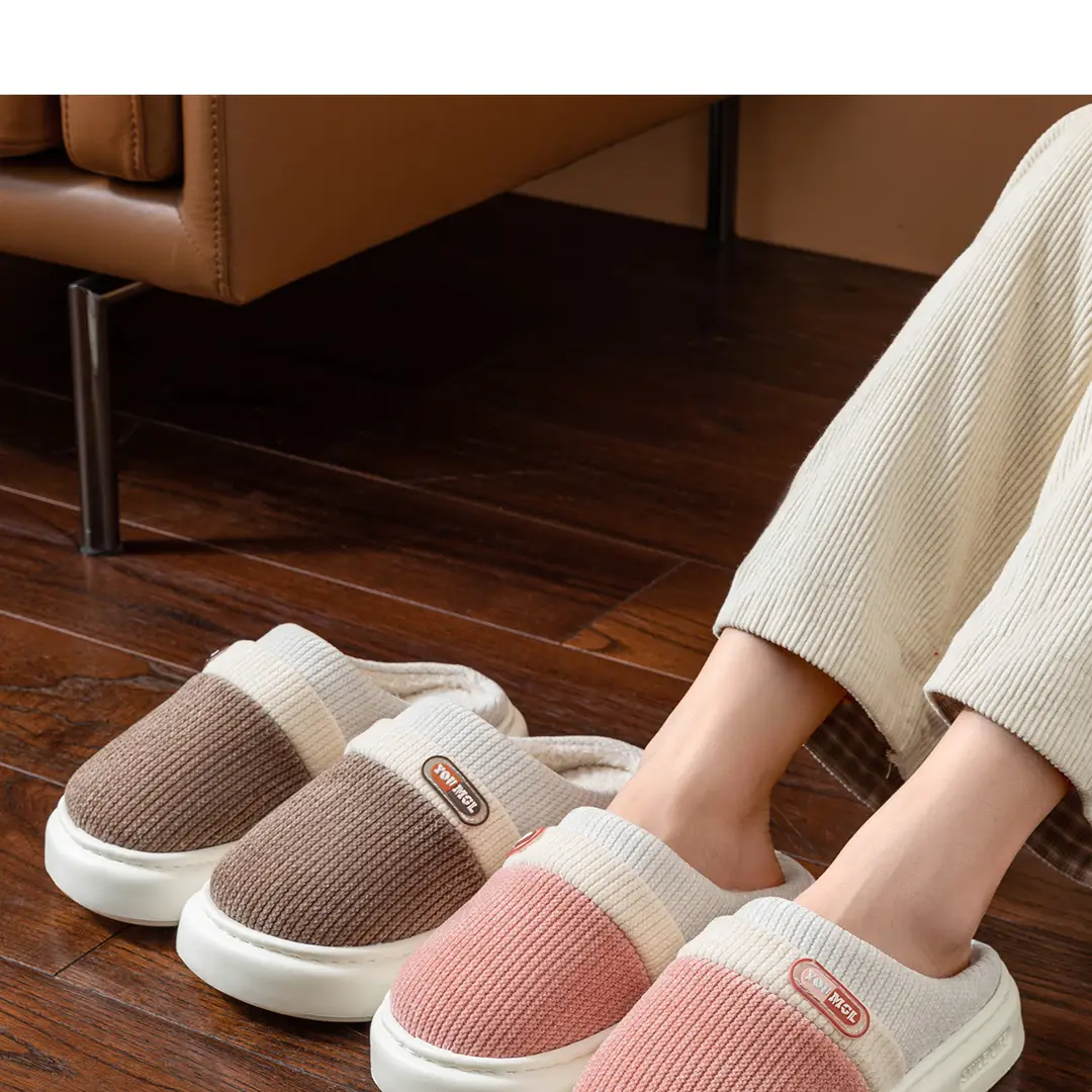 Thick-Soled Men's Cotton Slippers for Men's Winter Outer Wear 2025 New Indoor Home Non-Slip Warm Color Matching Outdoor Cotton Shoes — feature 22