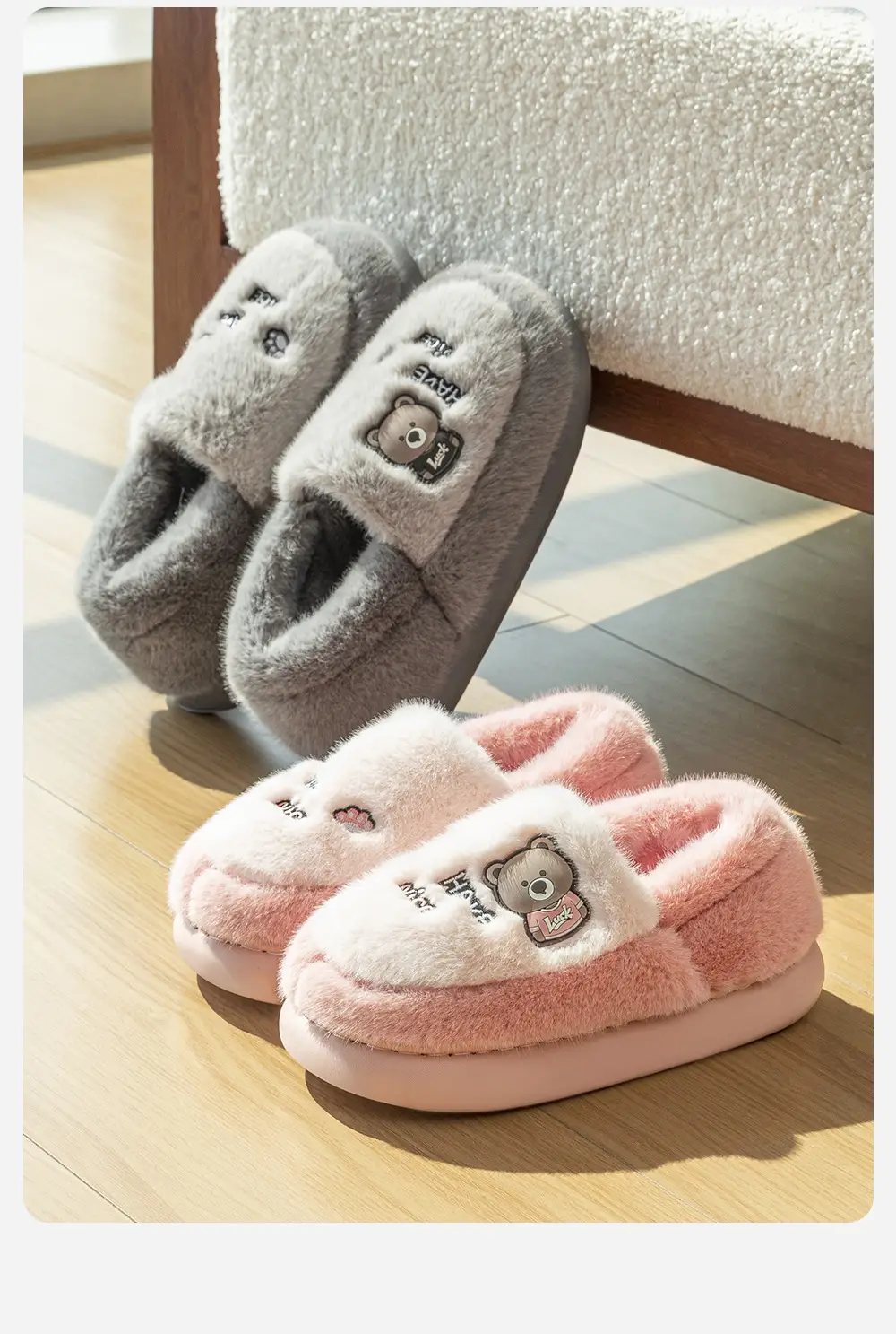 2025 Outdoor Wear Cotton Slippers for Women with Thick Soles for Home Winter Indoor Trendyy Warm Home Men's Wool Slippers — feature 10