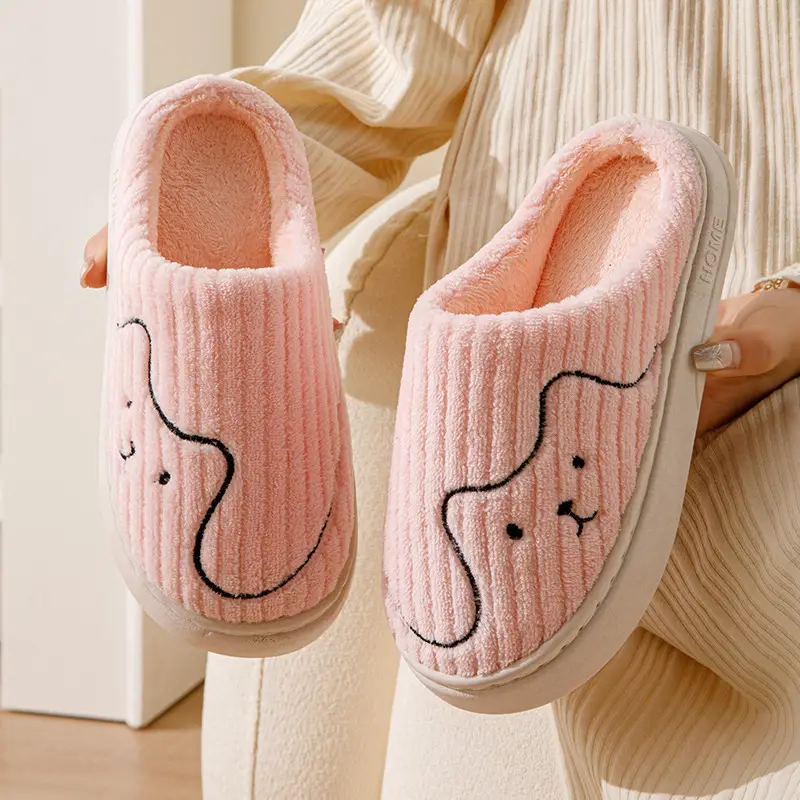 Cute Cartoon Cotton Slippers Women Winter Pink - Image 8