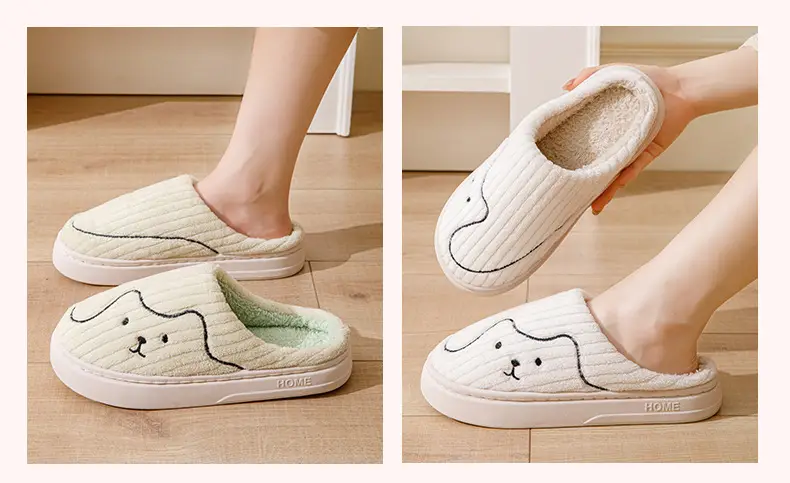 Cute Cartoon Cotton Slippers Women Winter Pink — feature 11