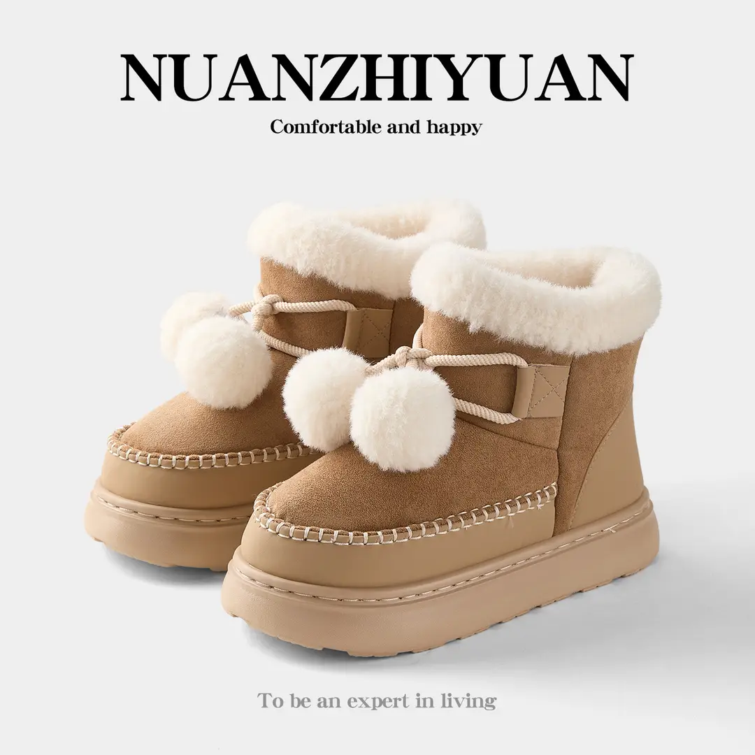 Qidan Shoe Factory Snow Boots for Women in Winter Fleece-Lined to Heattech Korean Style Fashionable Outer Wear Thick-Soled Non-Slip High-Top Bag Heel Cotton Shoes - Image 4