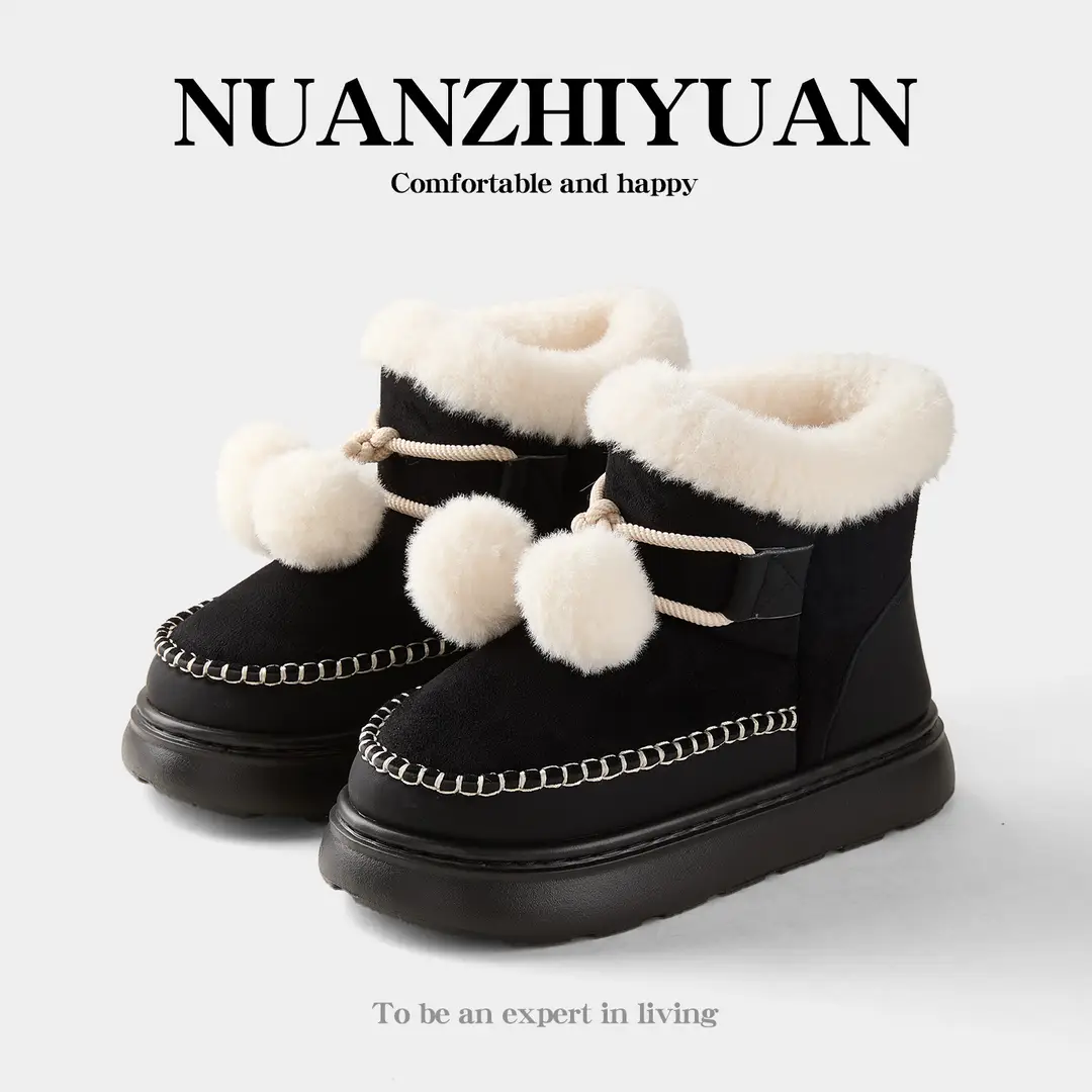 Qidan Shoe Factory Snow Boots for Women in Winter Fleece-Lined to Heattech Korean Style Fashionable Outer Wear Thick-Soled Non-Slip High-Top Bag Heel Cotton Shoes - Image 6