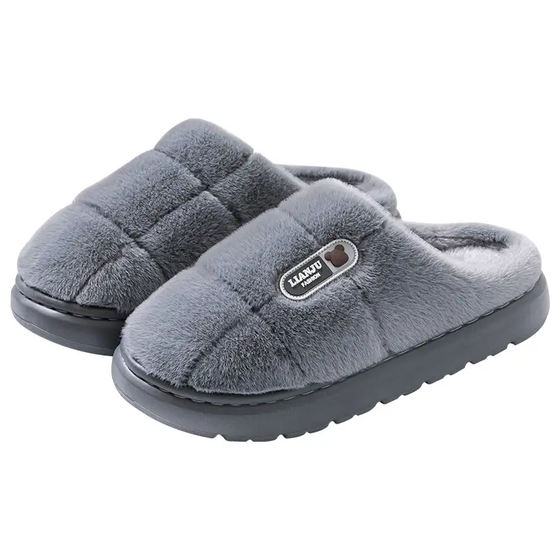 Plus Size Cotton Slippers for Men Winter Outer Wear 2025 New Indoor Home Thick-Soled Warm Anti-Slip Plush Slippers for Men - Image 9