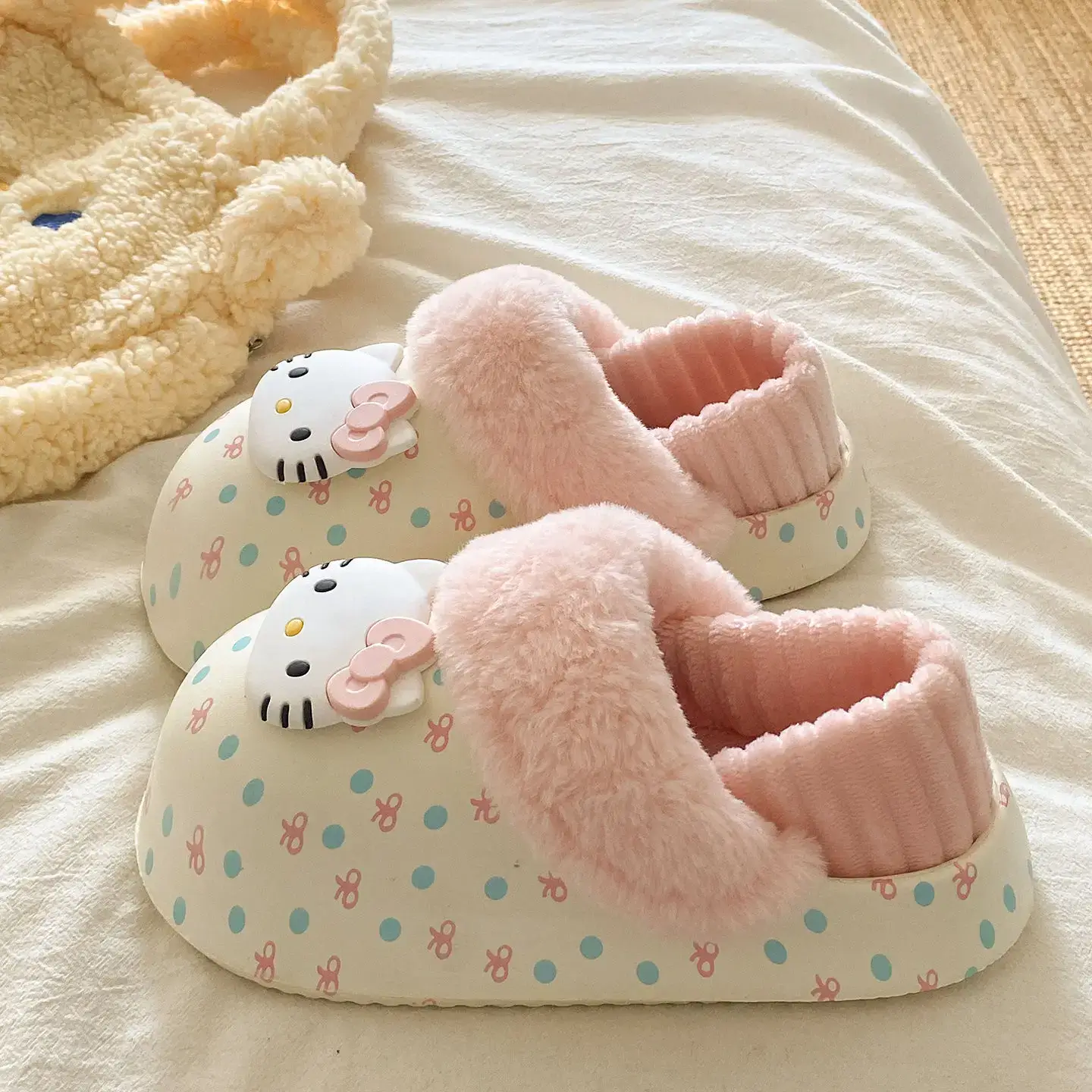Winter Cute Cat Embroidered Soft Slippers for Girls - Image 2