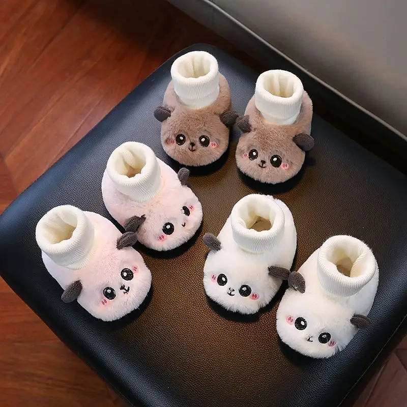 Baby Cartoon Panda Socks Shoes Velvet Warm Winter Socks