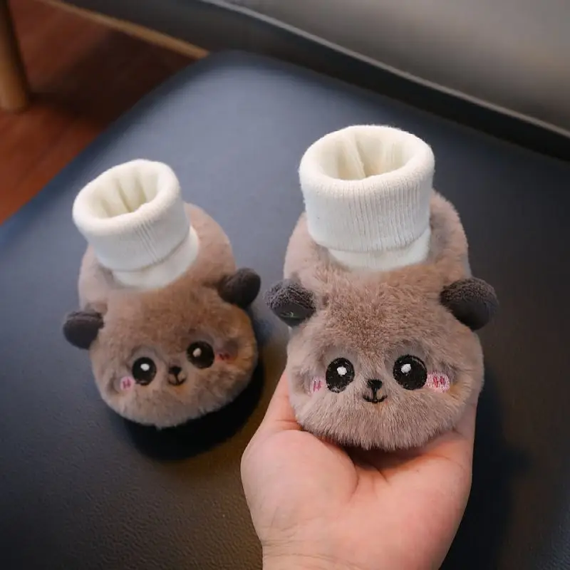 Baby Cartoon Panda Socks Shoes Velvet Warm Winter Socks