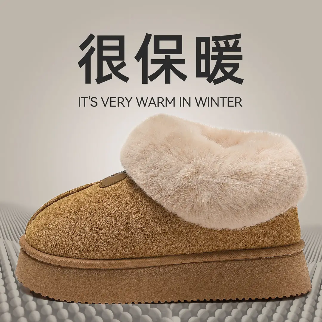 Cotton Slippers for Women Autumn and Winter 2025 New Indoor Home Thick-Soled Plush Warm Birkenstock Snow Boots for Women to Wear Outside - Image 7