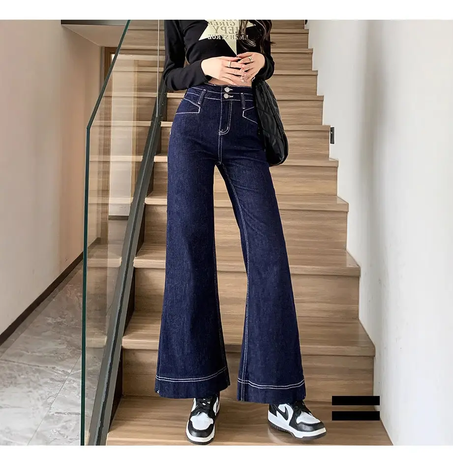 Women Wide Leg Pants Tummy Control Slimming Korean Style