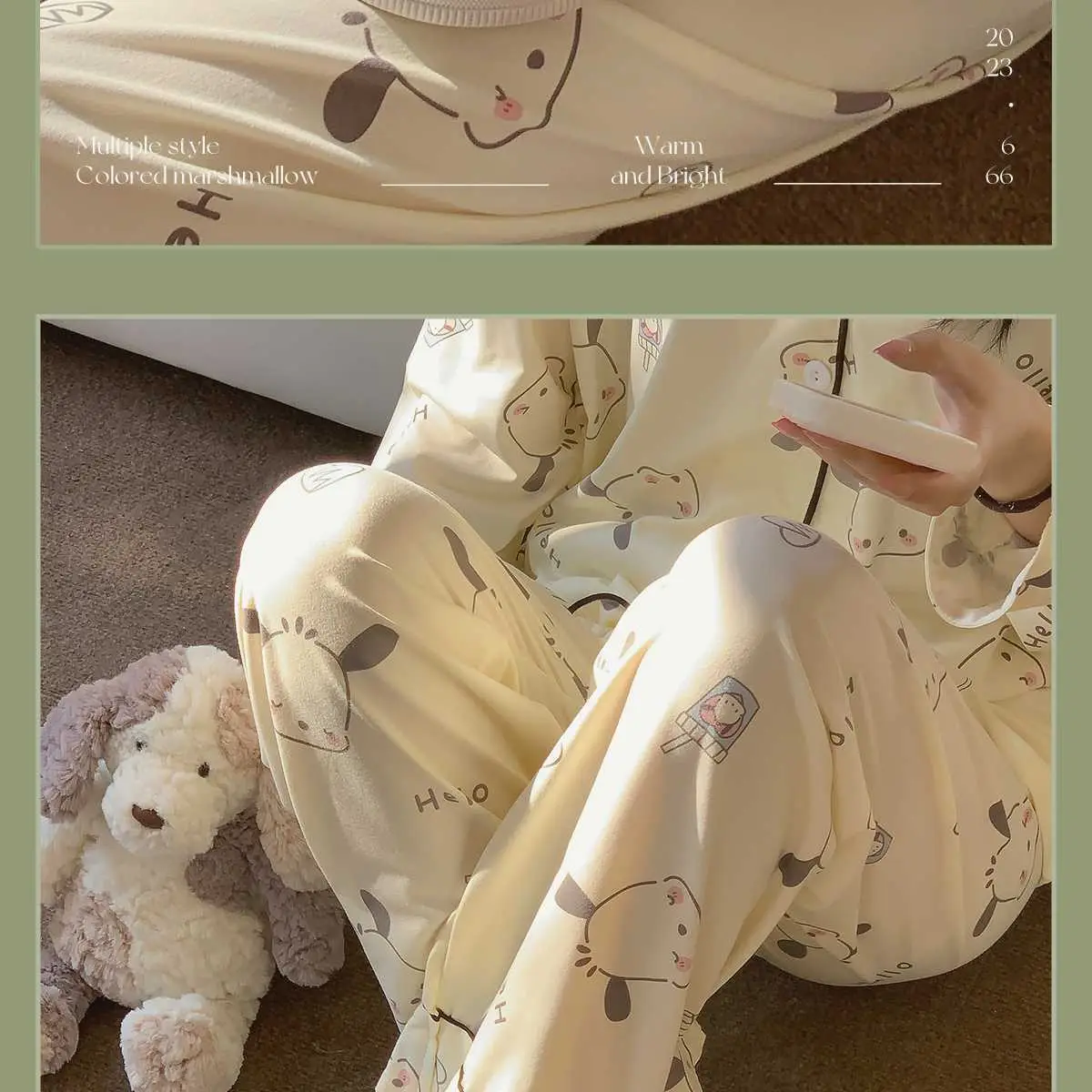 Cute Fleece Lined Slippers Green Women Winter — feature 15