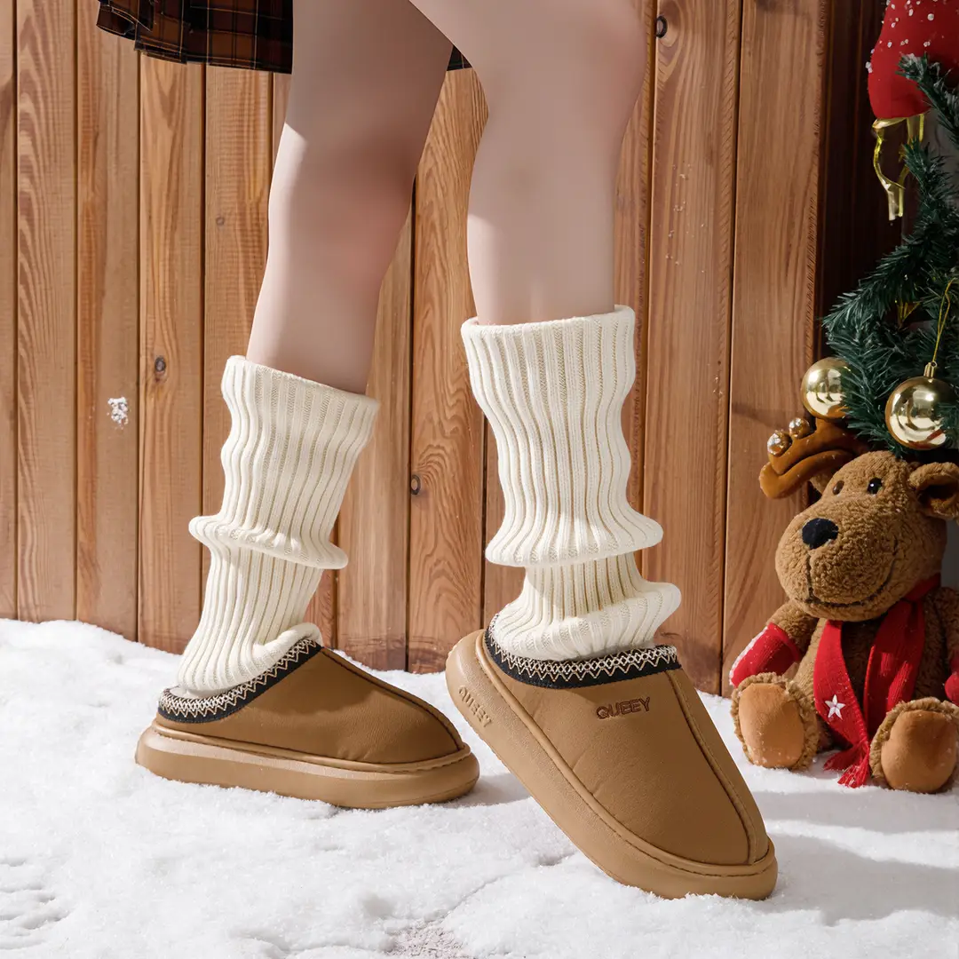 Plush Cotton Slippers for Women 2026 New Autumn and Winter Indoor and Outdoor Wear Home Thick-Soled Non-Slip Fleece-Lined Warm Cotton Shoes - Image 6