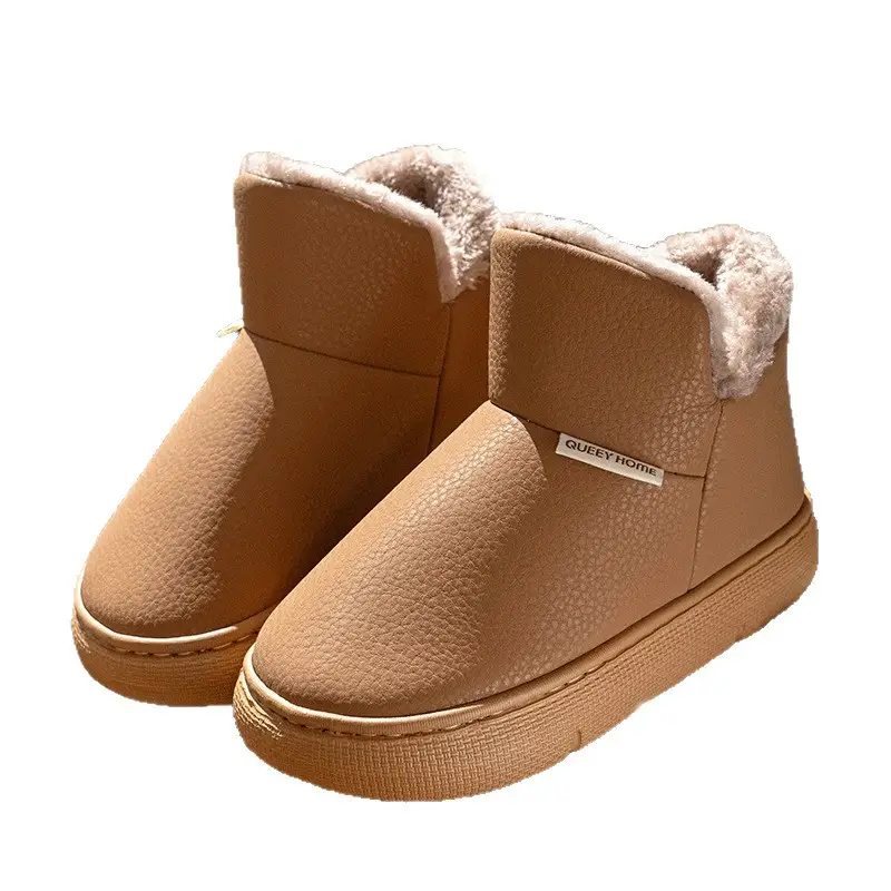 Thick-Soled Cotton Shoes for Women, 2026 New Winter Style, Pu Leather Plush Warm Cotton Slippers, Closed-Back Snow Boots for Men - Image 10